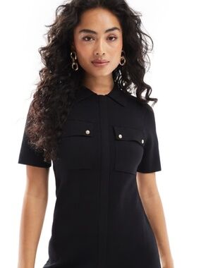 NWOT Forever New crepe knit mini dress in black